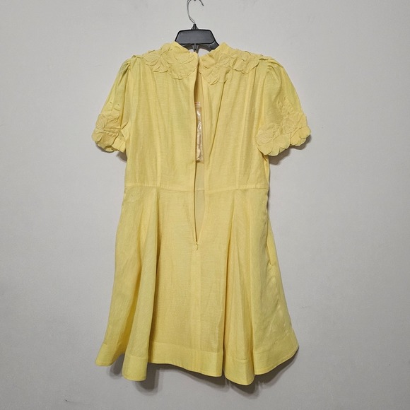 Antonio Melanie Women's Dress 12 Yellow Mock Neck Short Sleeves Knee-Length 0666 - Picture 10 of 15